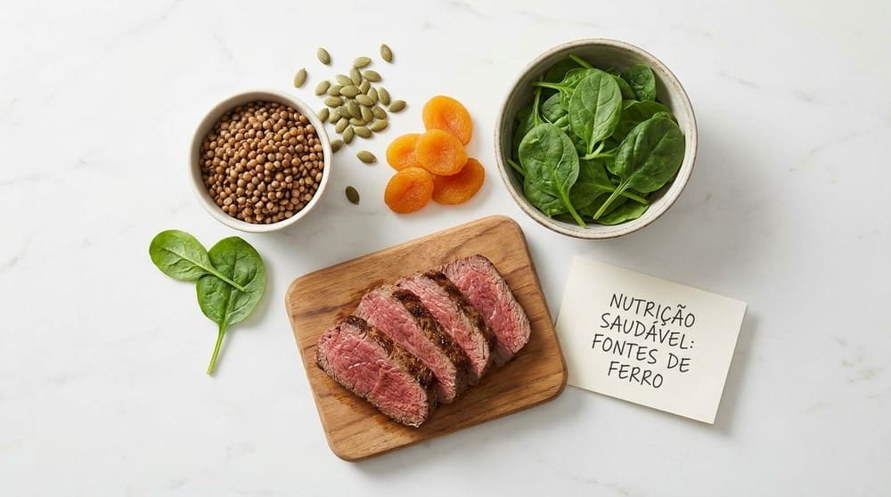 Sintomas de deficiência de ferro: alimentos ricos em ferro como carne magra, espinafres, lentilhas e sementes de abóbora